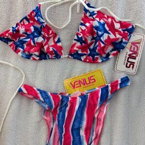 Stars and stripes bikini with full cover bottom, size L